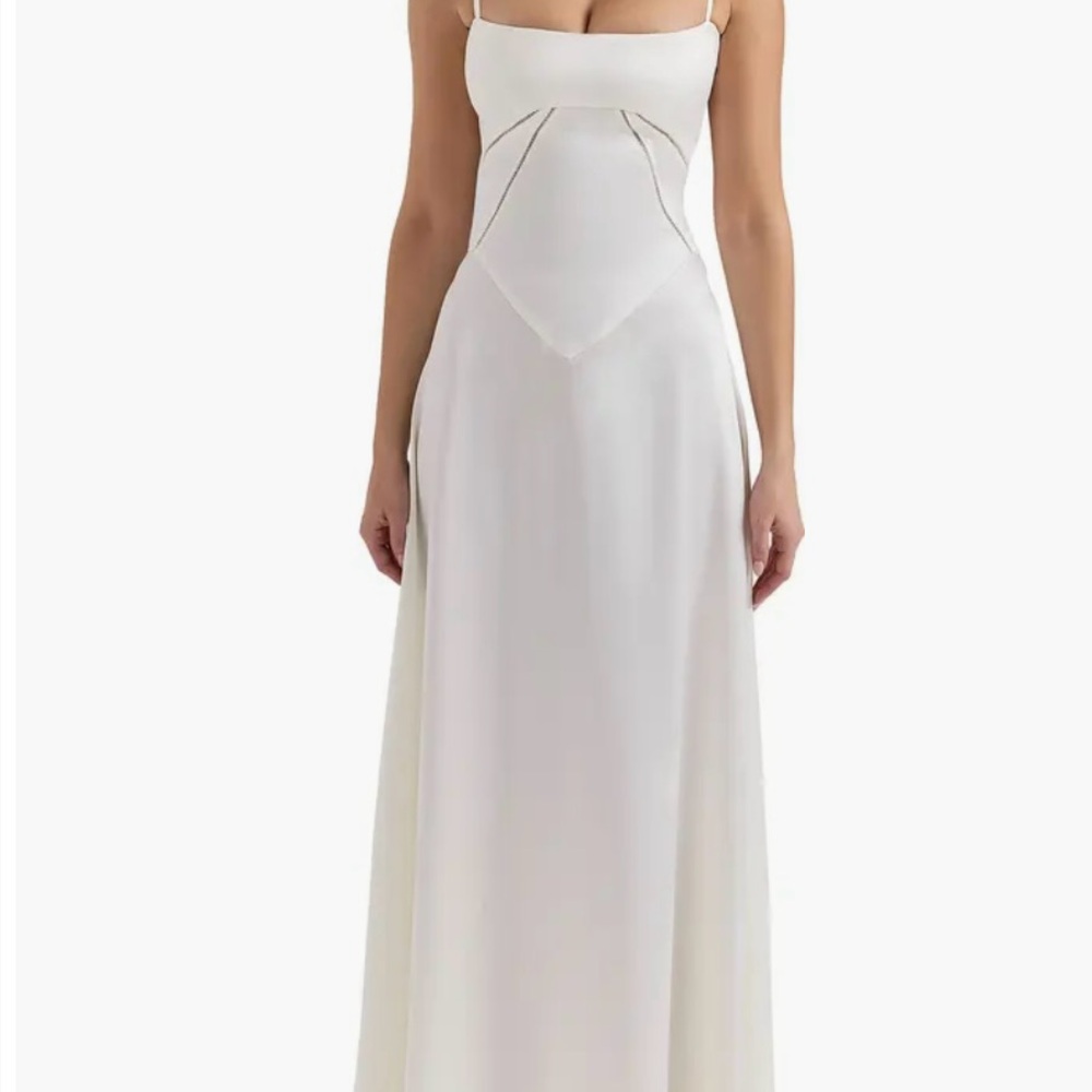 House of CB lace up Anabella satin gown